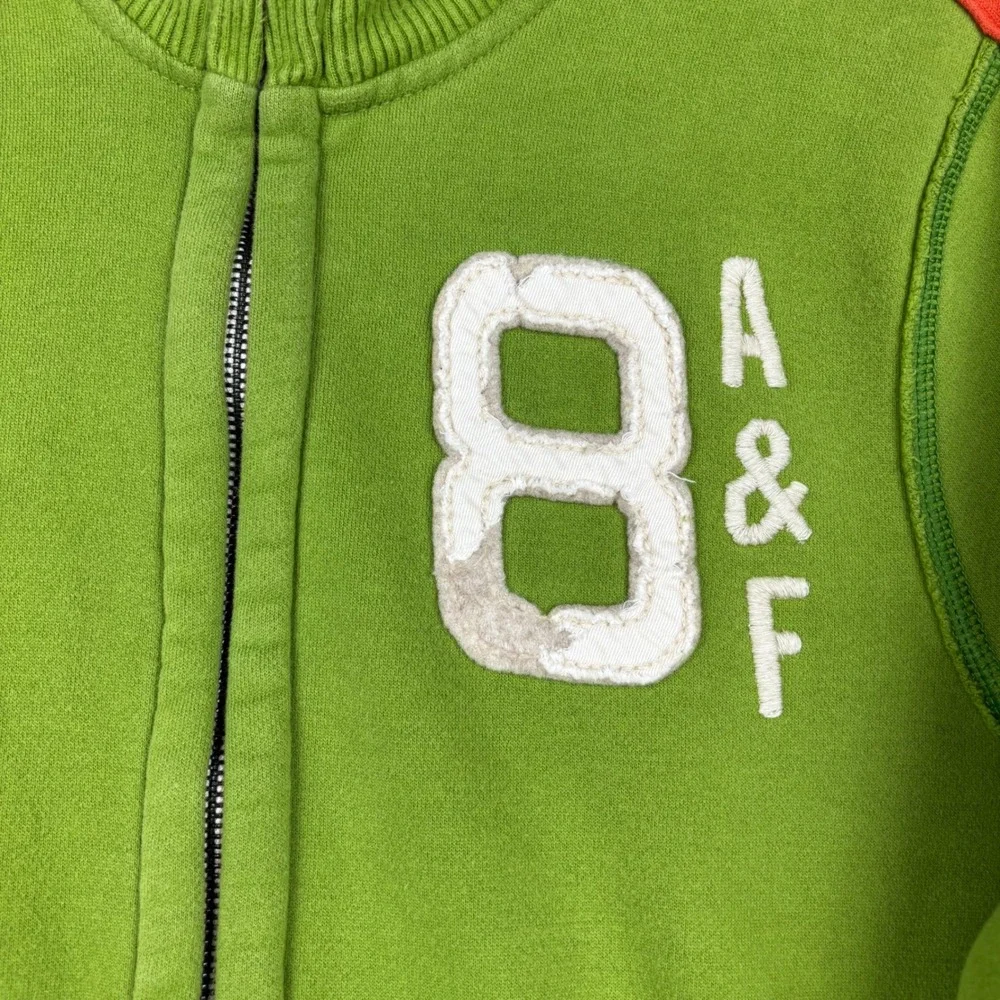 Abercrombie & Fitch Mens Green Track Jacket Y2K Muscle Fit Full Zip Medium